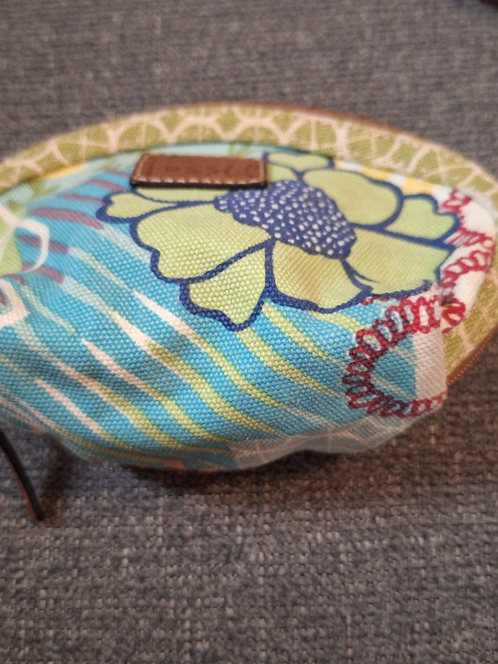 Fossil Floral Coin Pouch in Blue and Lime